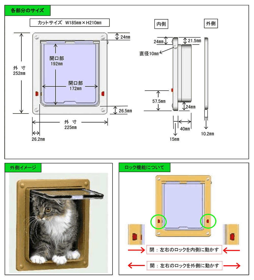 室内用猫ドア取付図